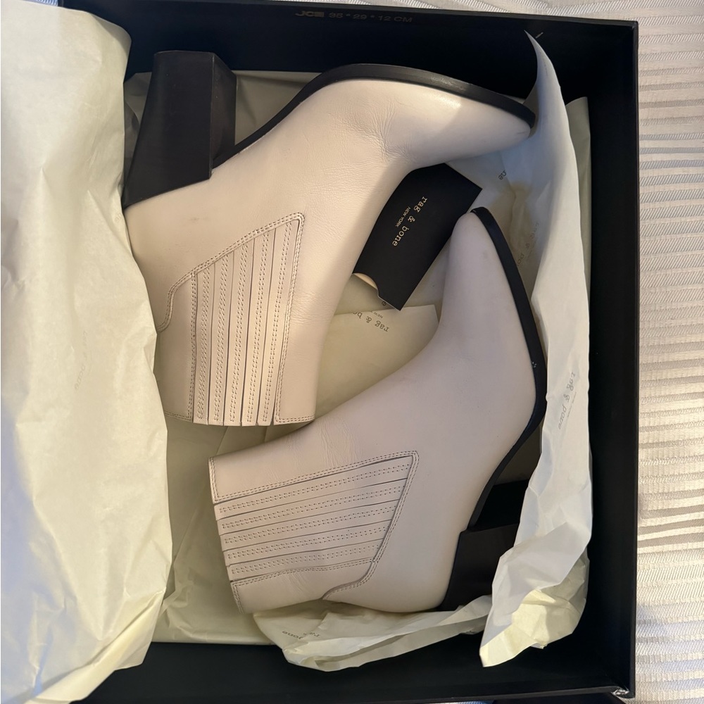 RAG AND BONE ANTIQUE WHITE ROVER HIGH BOOTIES